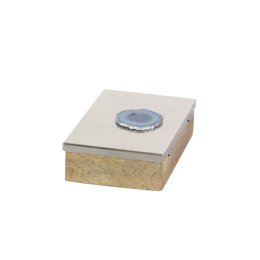 Cheap π 10" Silver Mango Wood Natural Box by Ivory and Iris π 4 Cheap π 10" Silver Mango Wood Natural Box by Ivory and Iris π - Image 4