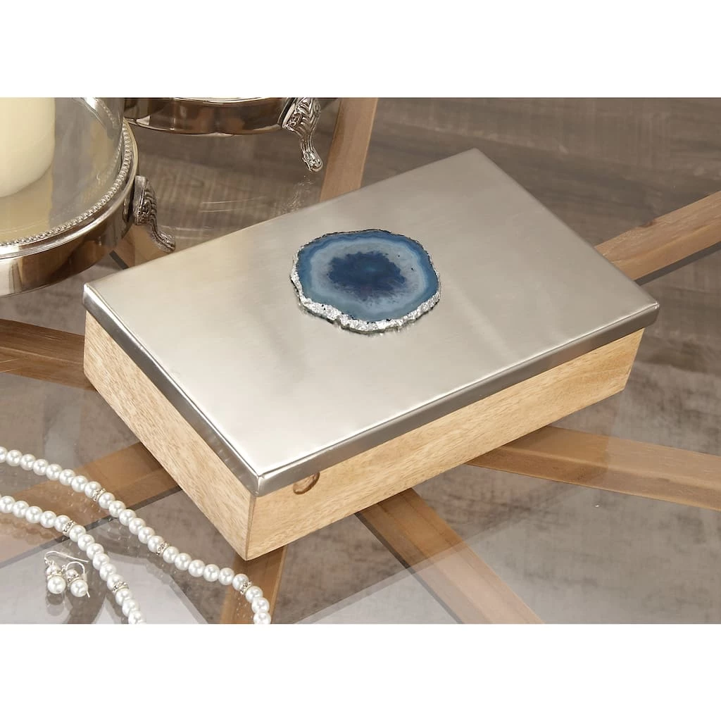 Cheap π 10" Silver Mango Wood Natural Box by Ivory and Iris π 2 Cheap π 10" Silver Mango Wood Natural Box by Ivory and Iris π - Image 2