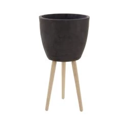 New 😉 Black Fiber clay Contemporary Planter, 13" x 29" by Ivory and Iris 🥰