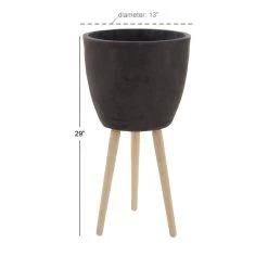 New 😉 Black Fiber clay Contemporary Planter, 13" x 29" by Ivory and Iris 🥰 -Cheap Ivory and Iris Store D501344S 5