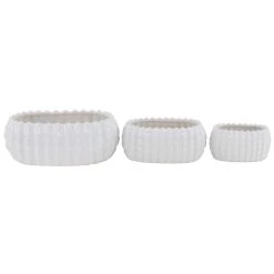 Coupon π― Set of 3 White Stoneware Traditional Planter, 9", 13", 17" by Ivory and Iris β€οΈ