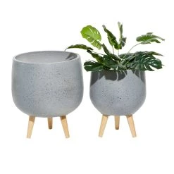 Cheap 🎁 Set of 2 Grey MgO Contemporary Planter 15", 17" by Ivory and Iris 😍