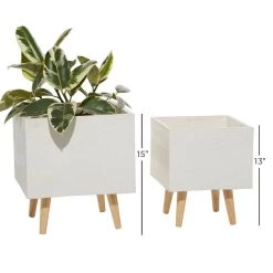 Best reviews of 🤩 Set of 2 White Polystone Contemporary Planter, 13", 15" by Ivory and Iris ⭐ -Cheap Ivory and Iris Store D501349S 4