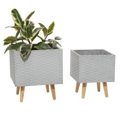 Cheapest β Set of 2 Grey Polystone Contemporary Planter, 15", 17" by Ivory and Iris π