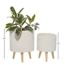 Cheapest 😍 Set of 2 White Polystone Contemporary Planter, 13" 16" by Ivory and Iris 🥰 -Cheap Ivory and Iris Store D501360S 6