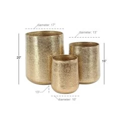 Cheapest 🤩 Set of 3 Gold Aluminum Glam Planter, 12", 16", 20" by Ivory and Iris 👍 -Cheap Ivory and Iris Store D501361S 7