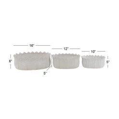 Hot Sale 🔥 Set of 3 White Stoneware Traditional Planter, 10", 12", 16" by Ivory and Iris 🎁 -Cheap Ivory and Iris Store D501362S 6
