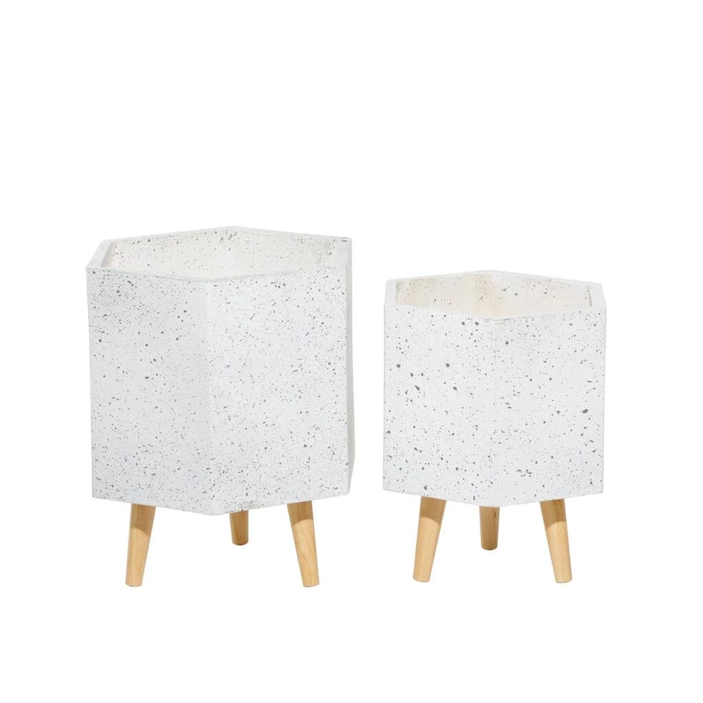 Best Sale π― Set of 2 White MgO Contemporary Planter 15", 17" by Ivory and Iris 𧨠2 Best Sale π― Set of 2 White MgO Contemporary Planter 15", 17" by Ivory and Iris 𧨠- Image 2