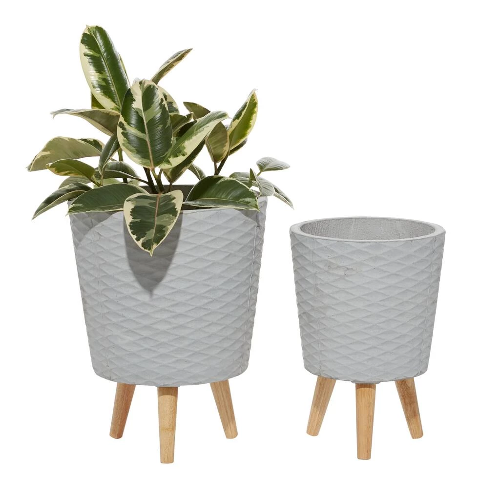 Budget π Set of 2 Grey Polystone Contemporary Planter, 14", 16" by Ivory and Iris π€© 1 Budget π Set of 2 Grey Polystone Contemporary Planter, 14", 16" by Ivory and Iris π€©