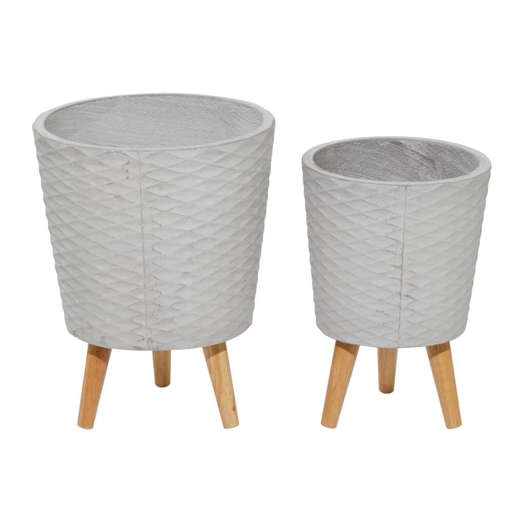 Budget π Set of 2 Grey Polystone Contemporary Planter, 14", 16" by Ivory and Iris π€© 2 Budget π Set of 2 Grey Polystone Contemporary Planter, 14", 16" by Ivory and Iris π€© - Image 2