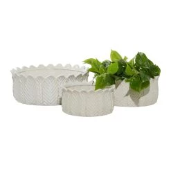 Wholesale 🎁 Set of 3 White Stoneware Traditional Planter, 10", 12", 17" by Ivory and Iris 👍