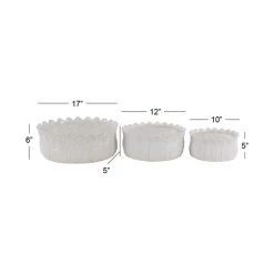 Wholesale 🎁 Set of 3 White Stoneware Traditional Planter, 10", 12", 17" by Ivory and Iris 👍 -Cheap Ivory and Iris Store D501369S 6