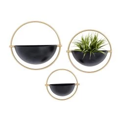 Best deal 😍 Set of 3 Black Iron Contemporary Planters, 15" x 14" x 5" by Ivory and Iris 🥰