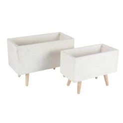 Coupon π Set of 2 White Fiber clay Contemporary Planter, 17", 21" by Ivory and Iris β