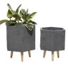 Deals ✔️ Set of 2 Grey Polystone Contemporary Planter, 15", 17" by Ivory and Iris 👏