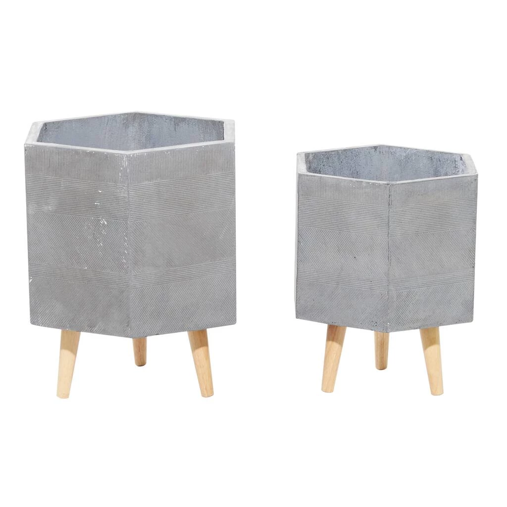 Deals βοΈ Set of 2 Grey Polystone Contemporary Planter, 15", 17" by Ivory and Iris π 2 Deals βοΈ Set of 2 Grey Polystone Contemporary Planter, 15", 17" by Ivory and Iris π - Image 2