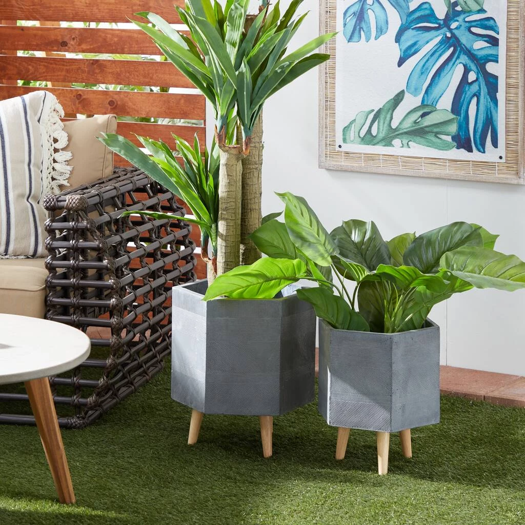 Deals βοΈ Set of 2 Grey Polystone Contemporary Planter, 15", 17" by Ivory and Iris π 7 Deals βοΈ Set of 2 Grey Polystone Contemporary Planter, 15", 17" by Ivory and Iris π - Image 7
