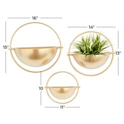 Best Sale ✨ Set of 3 Gold Iron Contemporary Planter, 15",13", 10" by Ivory and Iris 😀 -Cheap Ivory and Iris Store D501392S 6