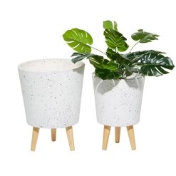 Best deal 👏 Set of 2 White MgO Contemporary Planter 15", 16" by Ivory and Iris 😍