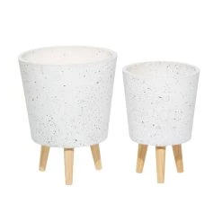Best deal 👏 Set of 2 White MgO Contemporary Planter 15", 16" by Ivory and Iris 😍 -Cheap Ivory and Iris Store D501398S 5