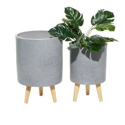 Cheap 😉 Set of 2 Light Grey MgO Contemporary Planter 17", 15" by Ivory and Iris ❤️