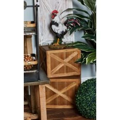 Cheapest 🎉 Set of 3 Brown Wood Farmhouse Planter, 10", 11", 12" by Ivory and Iris 🥰 -Cheap Ivory and Iris Store D501409S 9