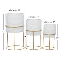 Cheap 🧨 Set of 3 White Iron Contemporary Planter, 23" x 19" x 16" by Ivory and Iris 🌟 -Cheap Ivory and Iris Store D501410S 12
