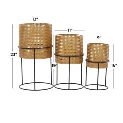 Best Pirce ⌛ Set of 3 Gold Iron Contemporary Planter, 23" x 13" x 13" by Ivory and Iris 👍 -Cheap Ivory and Iris Store D501411S 12