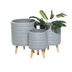 New 🔔 Set of 3 Grey MgO Contemporary Planter 14", 16", 18" by Ivory and Iris 🧨