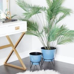 Cheap 🤩 Set of 2 Blue Iron Modern Planter, 11" x 10" x 10" by Ivory and Iris ✔️ -Cheap Ivory and Iris Store D501414S 8