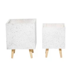 Buy 🧨 Set of 2 White MgO Contemporary Planter 16", 18" by Ivory and Iris 😀 -Cheap Ivory and Iris Store D501415S 5