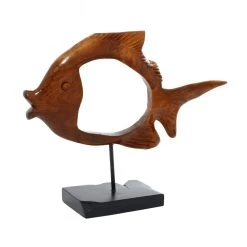 Wholesale 🔥 Coastal Brown Wood Nila Fish Table Decor, 16" x 19" x 6" by Ivory and Iris 🤩