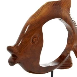 Wholesale 🔥 Coastal Brown Wood Nila Fish Table Decor, 16" x 19" x 6" by Ivory and Iris 🤩 -Cheap Ivory and Iris Store D501439S 5