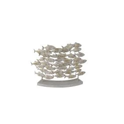 Best Pirce 🌟 Beige Metal Coastal Sculpture, Fish 18" x 24" x 6" by Ivory and Iris 🎉