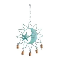 Wholesale 🧨 Turquoise Metal Eclectic Windchime, 13" x 11" x 1" by Ivory and Iris ⭐