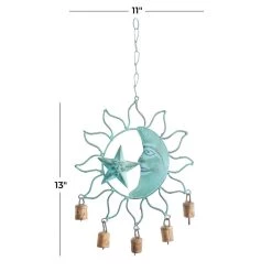 Wholesale 🧨 Turquoise Metal Eclectic Windchime, 13" x 11" x 1" by Ivory and Iris ⭐ -Cheap Ivory and Iris Store D502259S 6