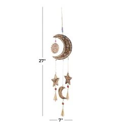 New 💯 Gold Mango Wood Eclectic Style Windchime, 7" x 1" x 27" by Ivory and Iris 🧨 -Cheap Ivory and Iris Store D502266S 6
