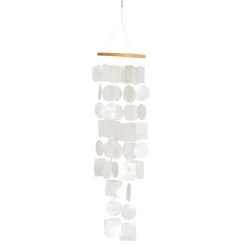 Promo ⭐ White Capiz shell Coastal Windchime, 20" by Ivory and Iris 🛒