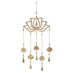 Outlet ⌛ Gold Mango Wood Eclectic Style Windchime, 15" x 30" by Ivory and Iris 🛒