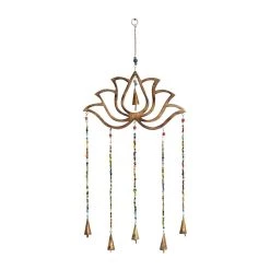 Deals 🥰 Gold Mango Wood Eclectic Style Windchime, 15" x 30" by Ivory and Iris 🎁
