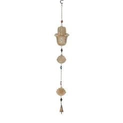 Outlet ⭐ Brown Mango Wood Eclectic Style Windchime, 5" x 1" x 32" by Ivory and Iris ⭐