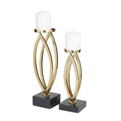 Best deal 🥰 Set of 2 Gold Stainless Steel Candle Holder 15", 12" by Ivory and Iris 👏