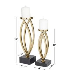 Best deal 🥰 Set of 2 Gold Stainless Steel Candle Holder 15", 12" by Ivory and Iris 👏 -Cheap Ivory and Iris Store D502357S 6