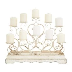 Best Pirce ⭐ White Iron French Country Candelabra, 18" x 23" x 8" by Ivory and Iris 💯