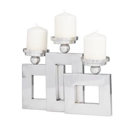 Best deal 💯 Silver Stainless Steel Modern Candle Holder, 11" x 14" x 6" by Ivory and Iris 🔔 -Cheap Ivory and Iris Store D502360S 3