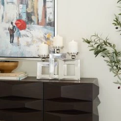 Best deal 💯 Silver Stainless Steel Modern Candle Holder, 11" x 14" x 6" by Ivory and Iris 🔔 -Cheap Ivory and Iris Store D502360S 8