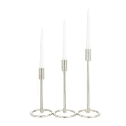 Wholesale 💯 Set of 3 Silver Aluminum Contemporary Candle Holders, 14" x 5" x 5" by Ivory and Iris 😍