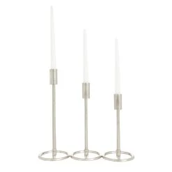 Wholesale 💯 Set of 3 Silver Aluminum Contemporary Candle Holders, 14" x 5" x 5" by Ivory and Iris 😍 -Cheap Ivory and Iris Store D502362S 5