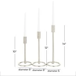 Wholesale 💯 Set of 3 Silver Aluminum Contemporary Candle Holders, 14" x 5" x 5" by Ivory and Iris 😍 -Cheap Ivory and Iris Store D502362S 6