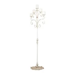 Best Sale 🥰 White Iron French Country Candelabra, 22" x 22" x 16" by Ivory and Iris 🥰 -Cheap Ivory and Iris Store D502363S 3